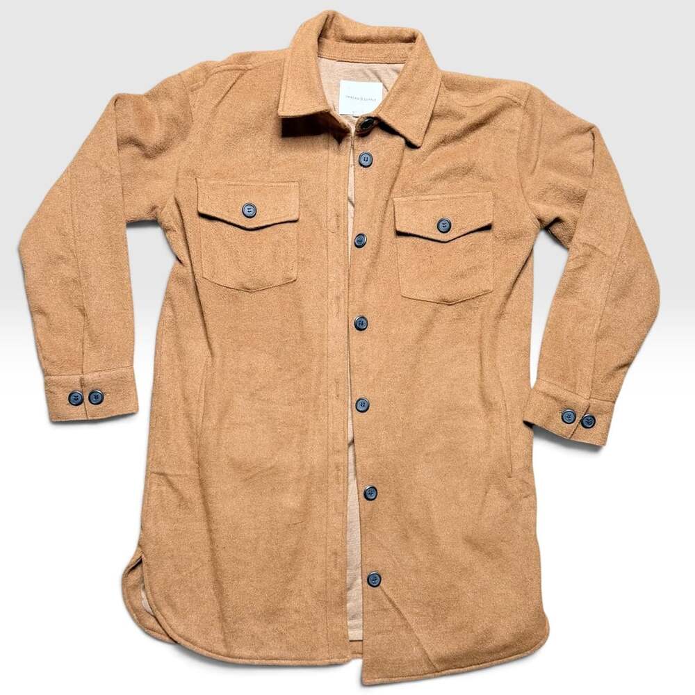 Thread & Supply Womens S Camel Brown Lined Shacket Shirt Jacket NWOT